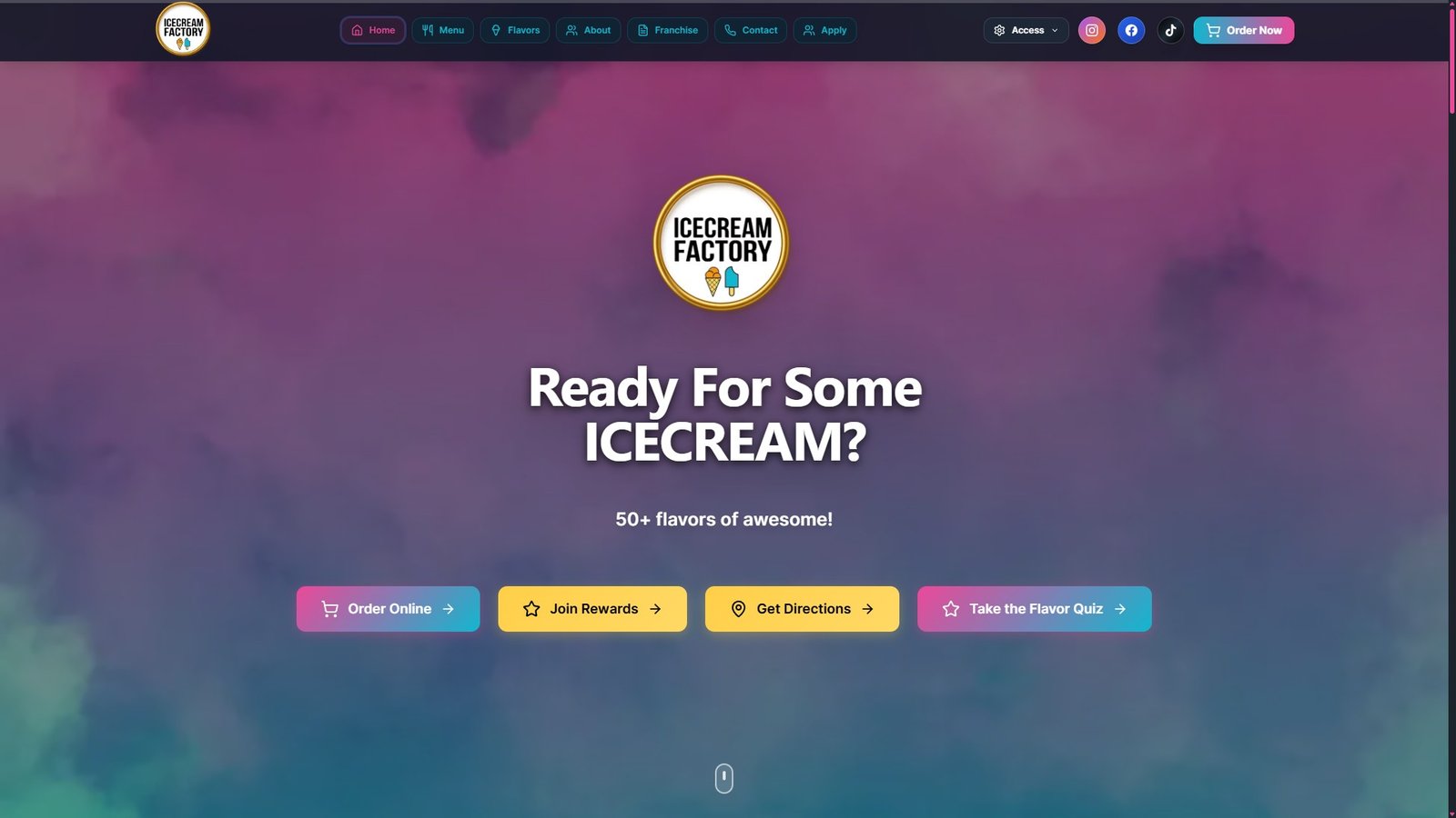 Ice Cream Factory NC website