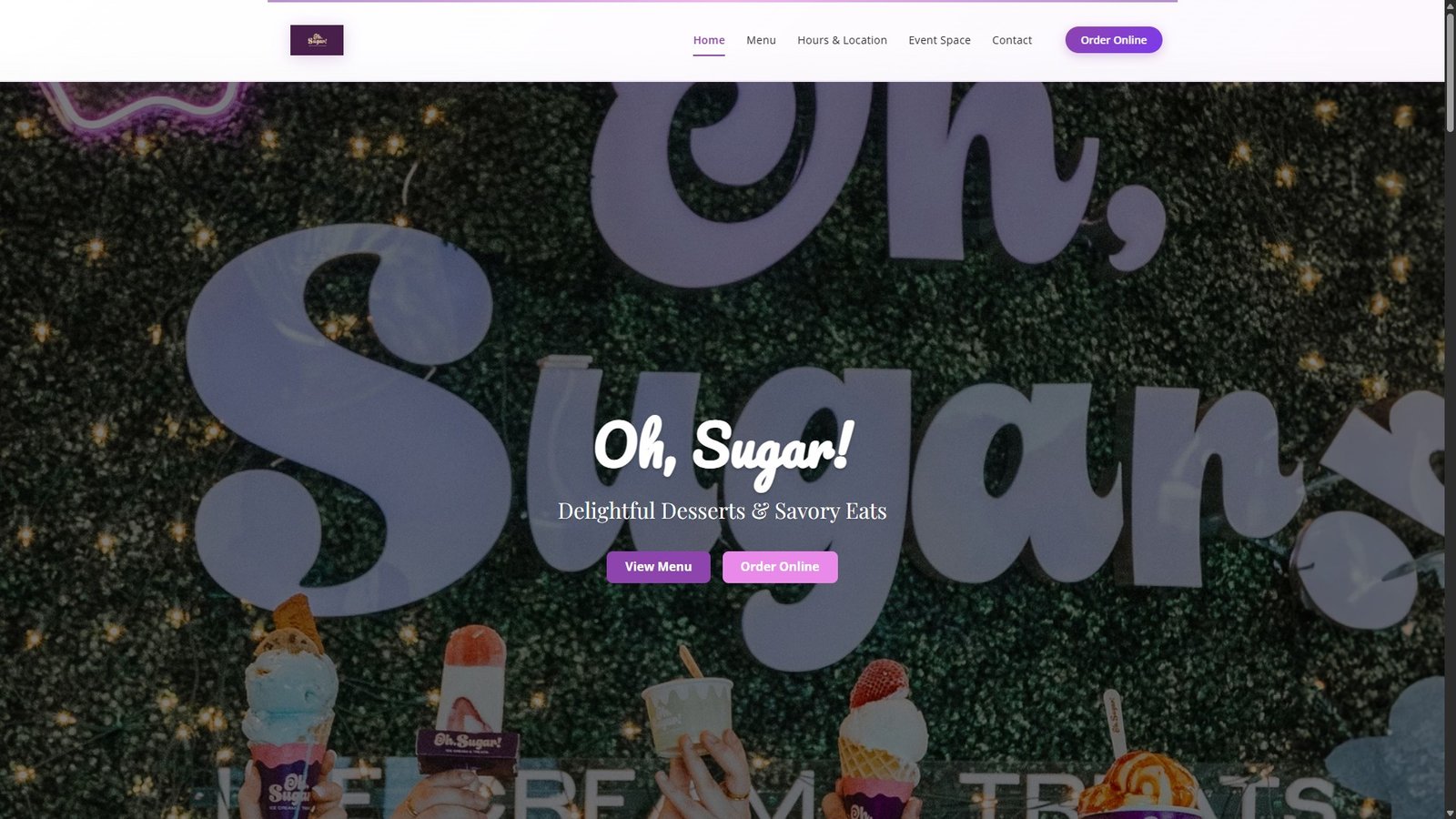 Oh Sugar website built by Koford Media