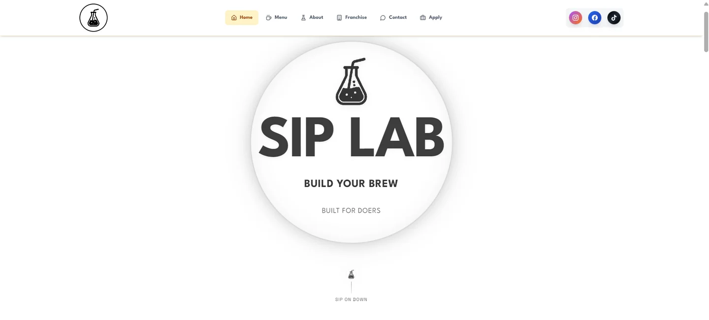 SIP LAB Craft Drinks website by Koford Media, Charlotte web design case study