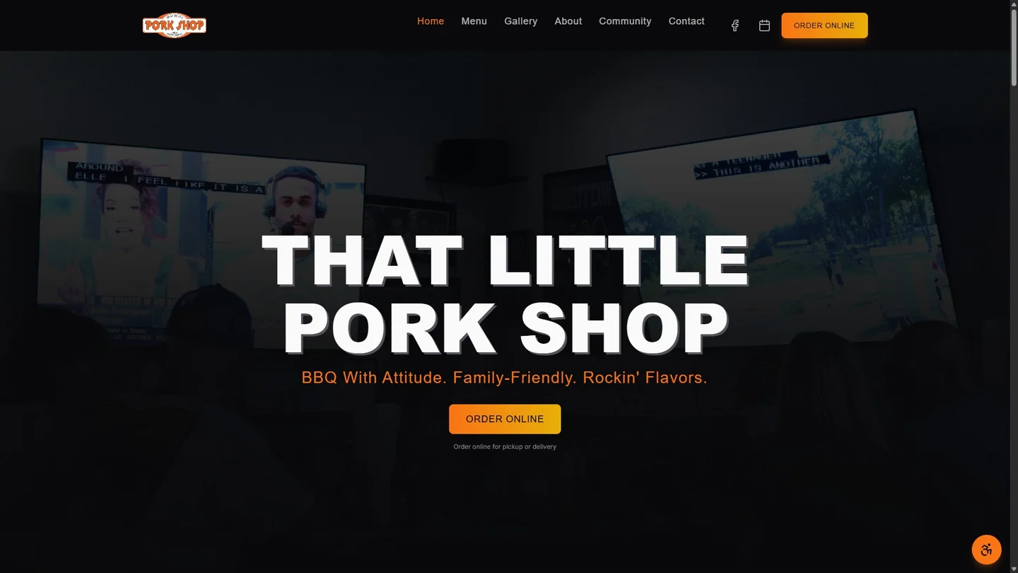 That Little Pork Shop BBQ Restaurant website by Koford Media, Charlotte web design case study